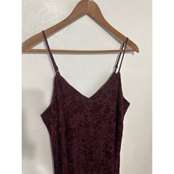 Velvet Burnout Eyeshadow Slip Dress L Burgundy Wine Whimsigoth Witchy Dark Fairy - Picture 4 of 12